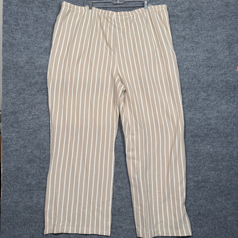 Peace Love World Plus 2X Top and Pant Set Neutral Stripe Waffle Honeycomb Knit - Picture 4 of 16